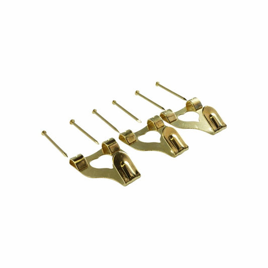 Everhang 10kg Brass Plated Picture Hanging Hooks 3 Pack Durable Use - Auzzistore
