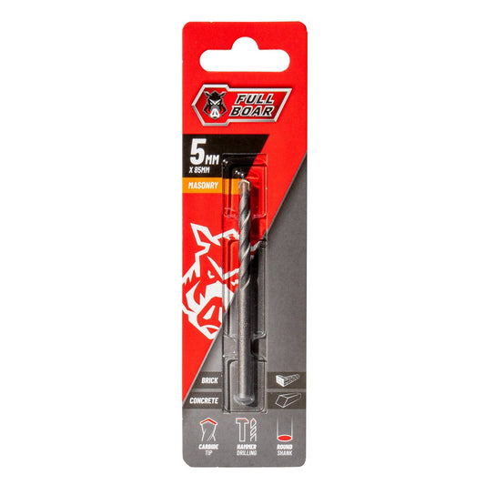 Full Boar 5mm TCT Masonry Drill Bit - Tungsten Carbide - Durable - Auzzistore