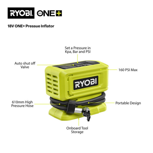 Ryobi 18V ONE+ High Pressure Inflator Tool Only - 160 PSI - Digital Display – view 2