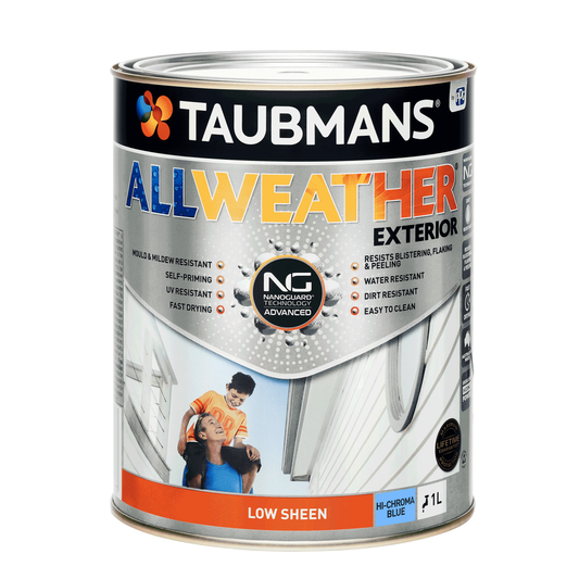 Taubmans 1L Hi C Blue Low Sheen All Weather Exterior Paint - Mould Resistant - UV Protection - Auzzistore
