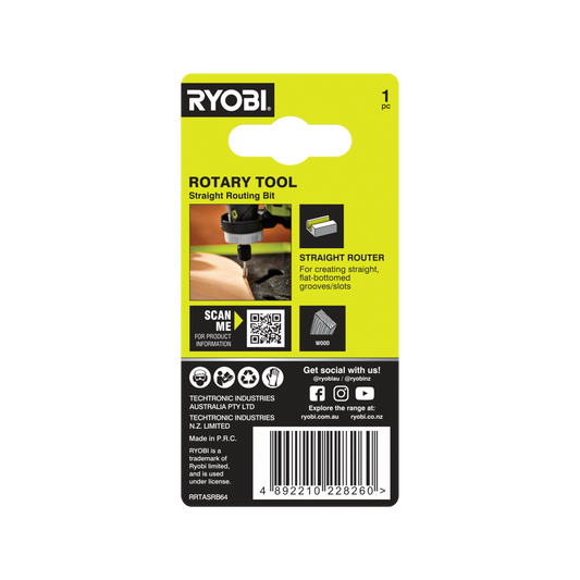 Ryobi 6.4mm Straight Router Bit - 3.2mm Shank - Precision Cutting Tool – view 2 - Auzzistore