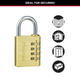 Master Lock 40mm Brass Combination Padlock - Aluminum - Durable - Keyless