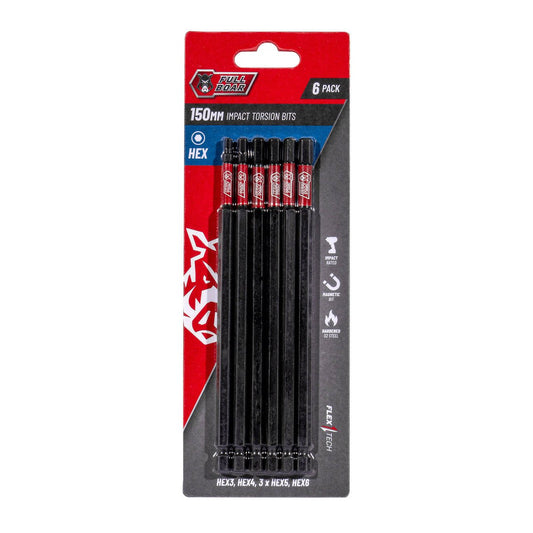 Full Boar Impact Torsion Bits Set - 6 Pack - 150mm - Durable & Precise - Auzzistore