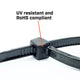 Crescent Black Cable Ties 150 x 3.6mm - 500 Pack - Nylon UL Approved