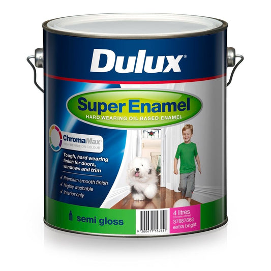 Dulux Super Enamel Paint Semi Gloss 4L Extra Bright Durable Finish - Auzzistore