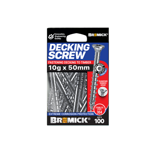Bremick Decking Screw 10g x 50mm - Spiral Rib T25 - Stainless Steel 304 - 100 Pack – view 2 - Auzzistore