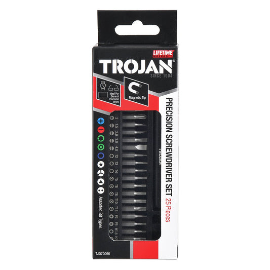 Trojan 25pce Precision Screwdriver Set - 21mm x 180mm x 72mm - Durable Storage Case - Auzzistore