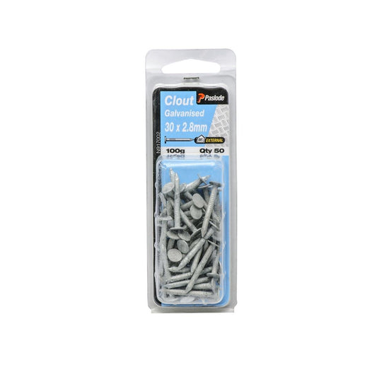 Paslode Galvanised Clouts 30mm 2.8mm 100g Corrosion Resistant 50 Pack - Auzzistore