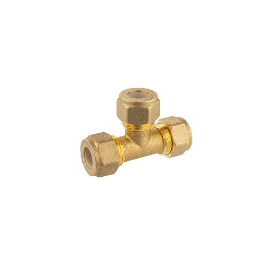 Brasshards Brass Compression Tee 15c x 15c x 15c - Lead-Free - Tool-Free Installation - Auzzistore