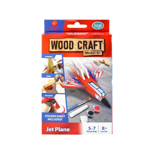 Boyle Wood Craft Project Kit Small Jet Plane - 150mm x 145mm x 35mm - Multi-colour