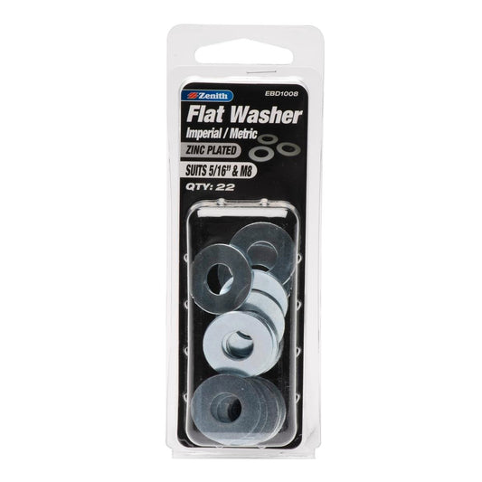 Zenith 5/16 Flat Washer Zinc Plated Steel 22 Pack Internal Use - Auzzistore
