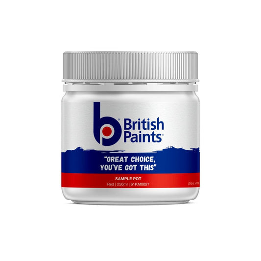 British Paints Red Sample Pot 250ml Water Low Sheen Finish