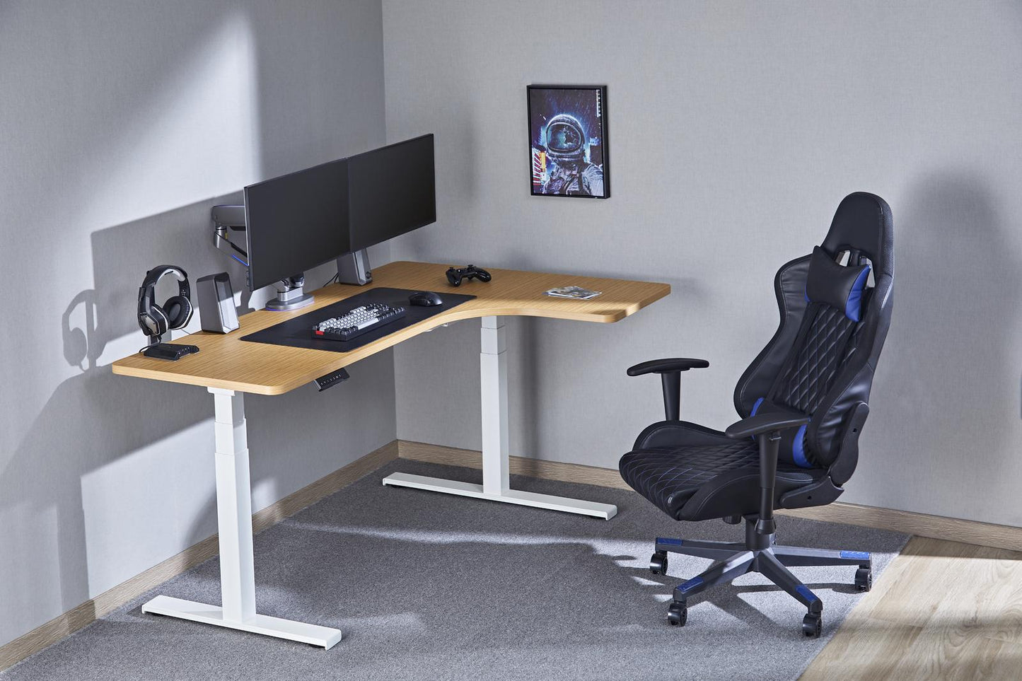 Gorilla Office 1600 x 1100 x 600mm Standing Desk (White/Oak)