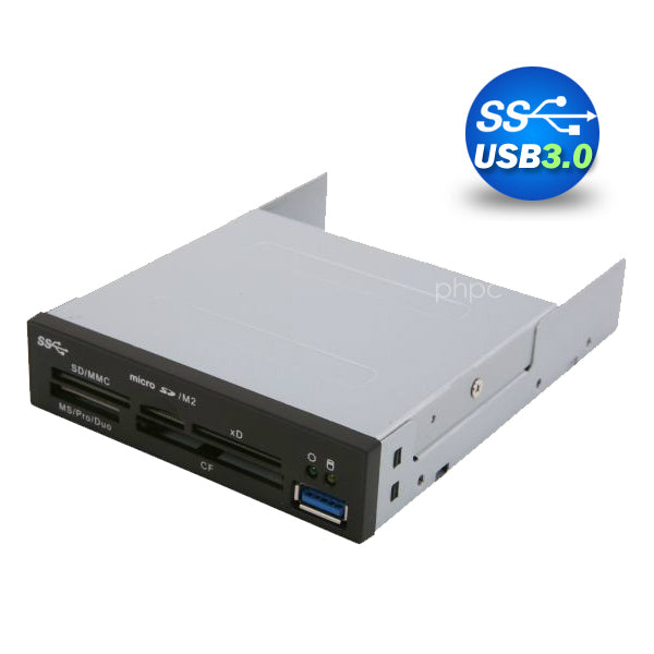3.5" USB 3.0 All in One Internal Card Reader Full Long Metal with Front USB Black | Auzzi Store