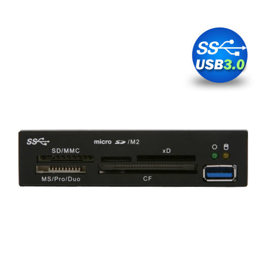 3.5" USB 3.0 All in One Internal Card Reader Full Long Metal with Front USB Black | Auzzi Store