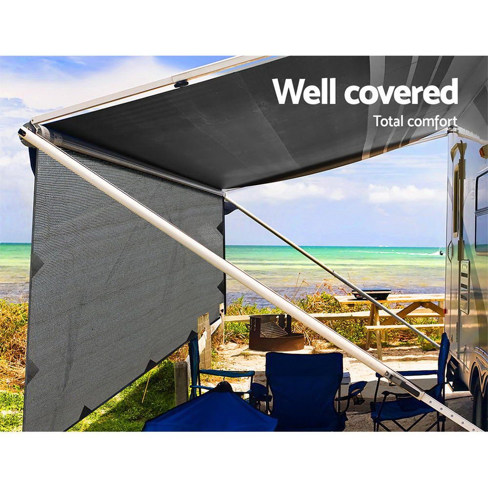 3.7M Caravan Privacy Screens 1.95m Roll Out Awning End Wall Side Sun Shade | Auzzi Store