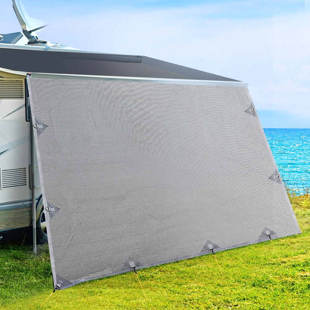 3.7M Caravan Privacy Screens 1.95m Roll Out Awning End Wall Side Sun Shade | Auzzi Store