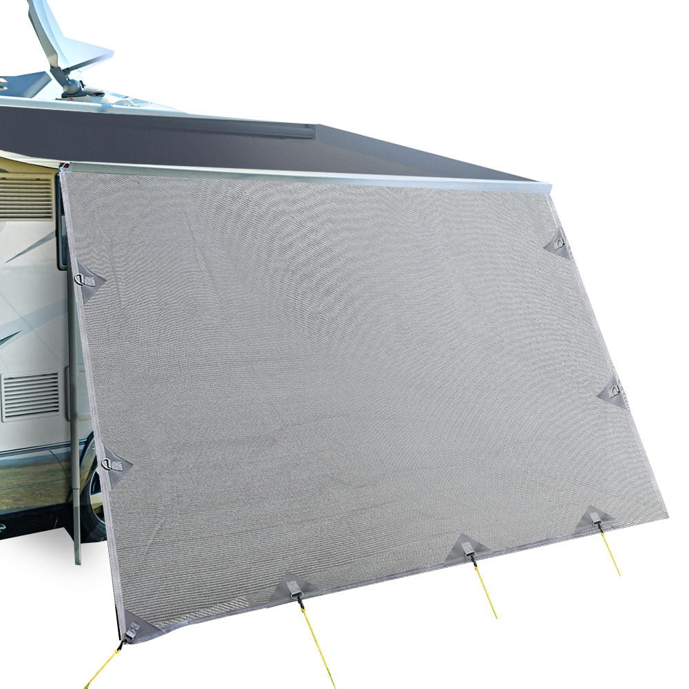 3.7M Caravan Privacy Screens 1.95m Roll Out Awning End Wall Side Sun Shade | Auzzi Store