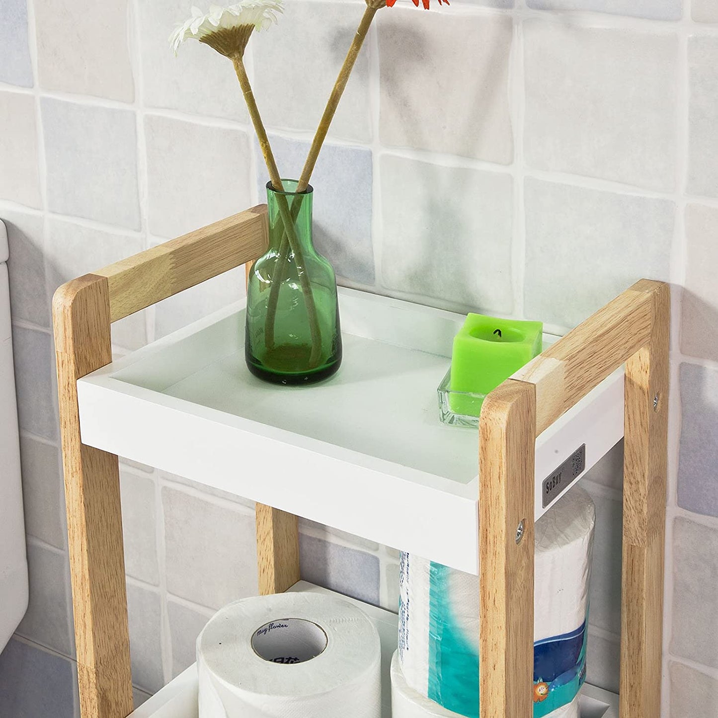 3-Tier White Storage Bathroom Shelf | Auzzi Store
