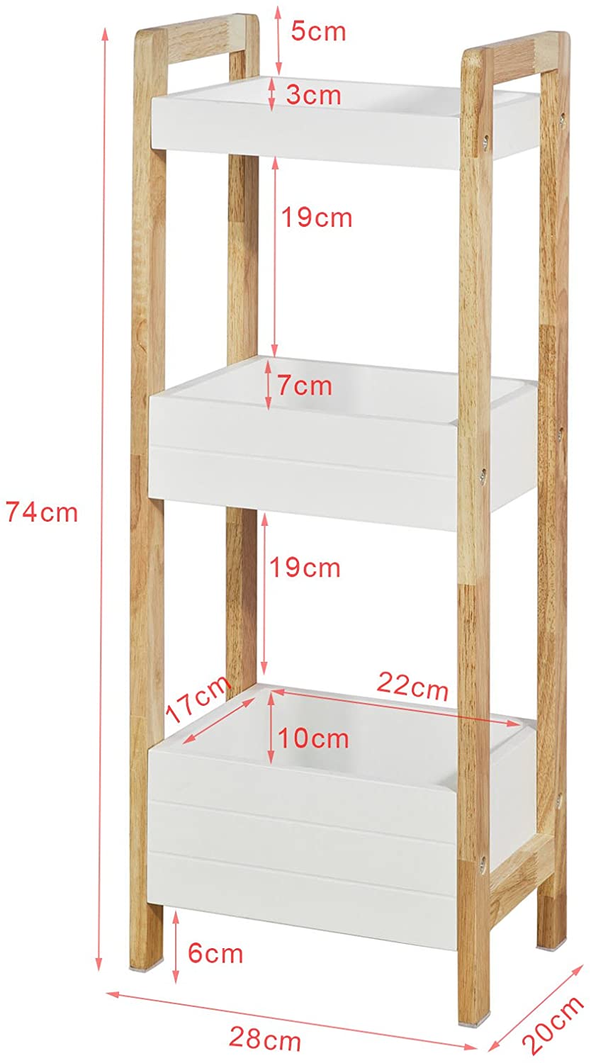 3-Tier White Storage Bathroom Shelf | Auzzi Store