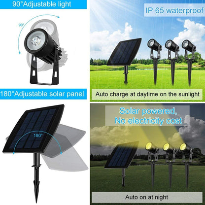 3 x LED Spotlights Powered Solar Garden Lights Outdoor Waterproof (Warm White) | Auzzi Store