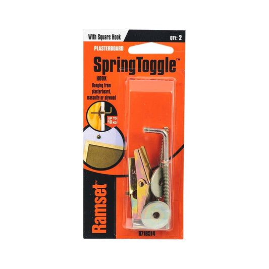 Ramset Plasterboard Toggle Hooks - 73mm x 150mm - Zinc Plated - Gold Finish - 2 Pack