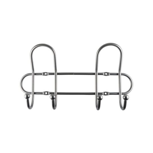 Adoored 4 Hook Satin Chrome Wire Deco Hook Rack - 250mm Steel - Durable – view 2 - Auzzistore