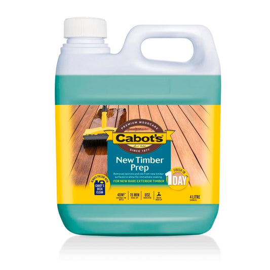 Cabot New Timber Prep 4L - Removes Tannins - Quick Coating - Exterior Use