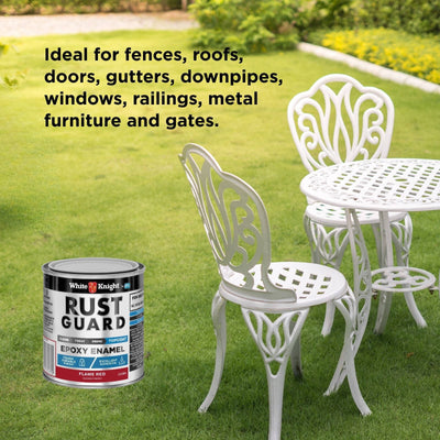 White Knight Rust Guard Epoxy Enamel Paint 250ml Flame Red - UV Resistant, Durable