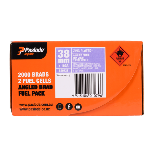 Paslode Angled Brad Nail - 38mm - Galvanised Steel - Zinc Plated - 2000 Pack – view 2 - Auzzistore