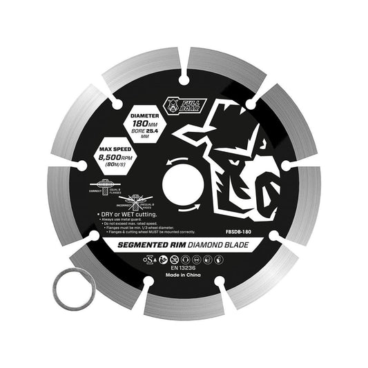 Full Boar 180mm Segmented Rim Diamond Blade - Cured Concrete Cutting - Auzzistore