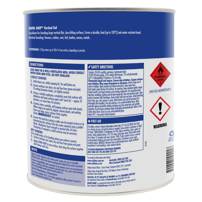 Selleys Kwik Grip Gel 3 2kg Solvent-Based Adhesive Vertical Bonding