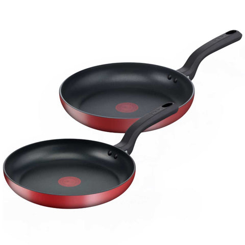 Tefal Red Delight Frypan Set 24cm And 28cm, Titanium Nonstick, Thermo-Signal Technology, Safe Coating, Easy to Clean - Auzzistore