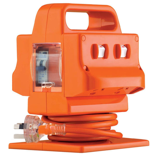 Arlec 10A 4 Outlet Heavy Duty Power Block 2m Cord - Orange - Safety Switch