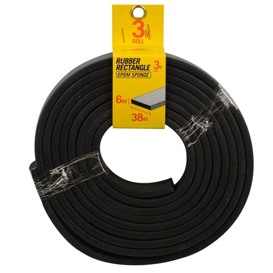 Moroday Rubber Rectangle 6mm x 38mm x 3m EPDM Sponge Easy Install - Auzzistore