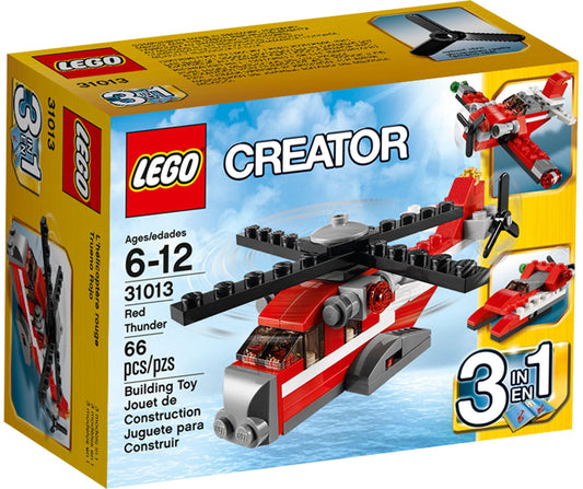LEGO 31013 Red Thunder Helicopter 3-in-1 Rescue Biplane Boat Set - Auzzistore