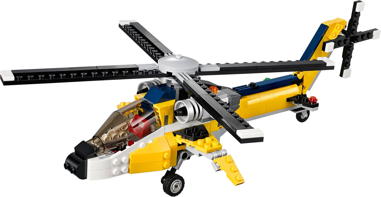 LEGO 31023 Yellow Racers 3-in-1 Helicopter, Race Car, Speedboat