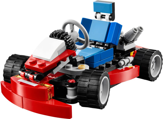 LEGO 31030 3-in-1 Red Go-Kart, Quad Bike & Forklift – view 2 - Auzzistore