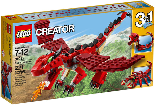 LEGO 31032 Red Creatures 3-in-1 Dragon, Snake & Scorpion - Auzzistore