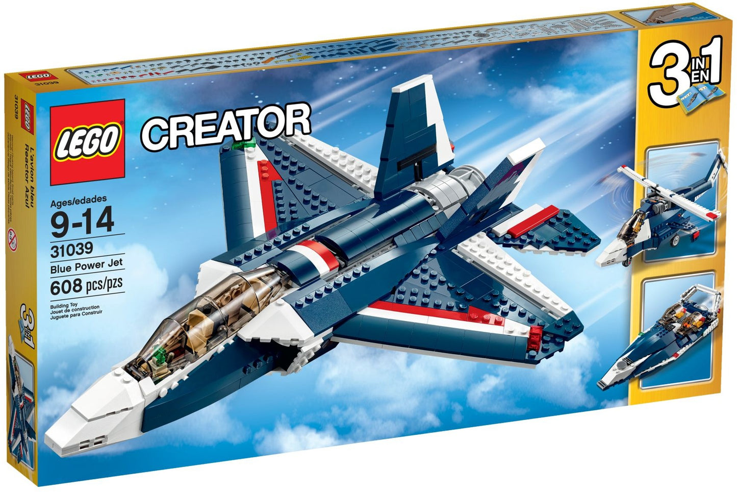 LEGO 31039 Blue Power Jet 3-in-1 Airplane, Helicopter, Hovercraft