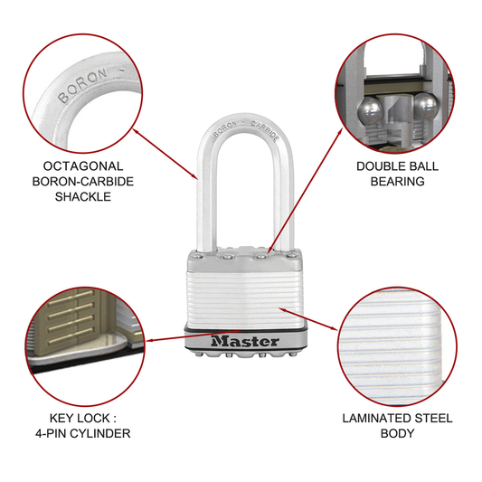 Master Lock Padlock - 51mm - Boron Carbide - Maximum Security 4 Pack – view 2 - Auzzistore