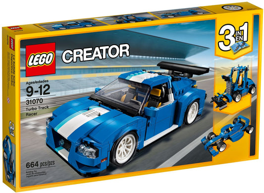 LEGO 31070 Turbo Track Racer 3-in-1 Sports Car, Forklift, Blue Racer - Auzzistore