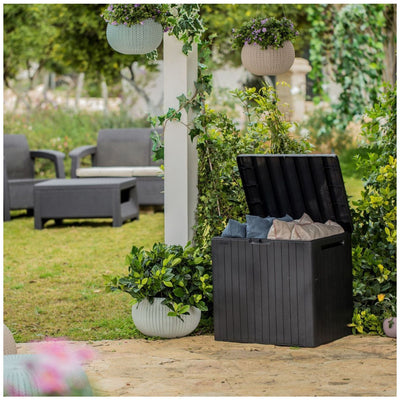 Keter City Box Outdoor Storage Side Table Weather Resistant Plastic