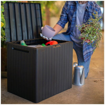 Keter City Box Outdoor Storage Side Table Weather Resistant Plastic