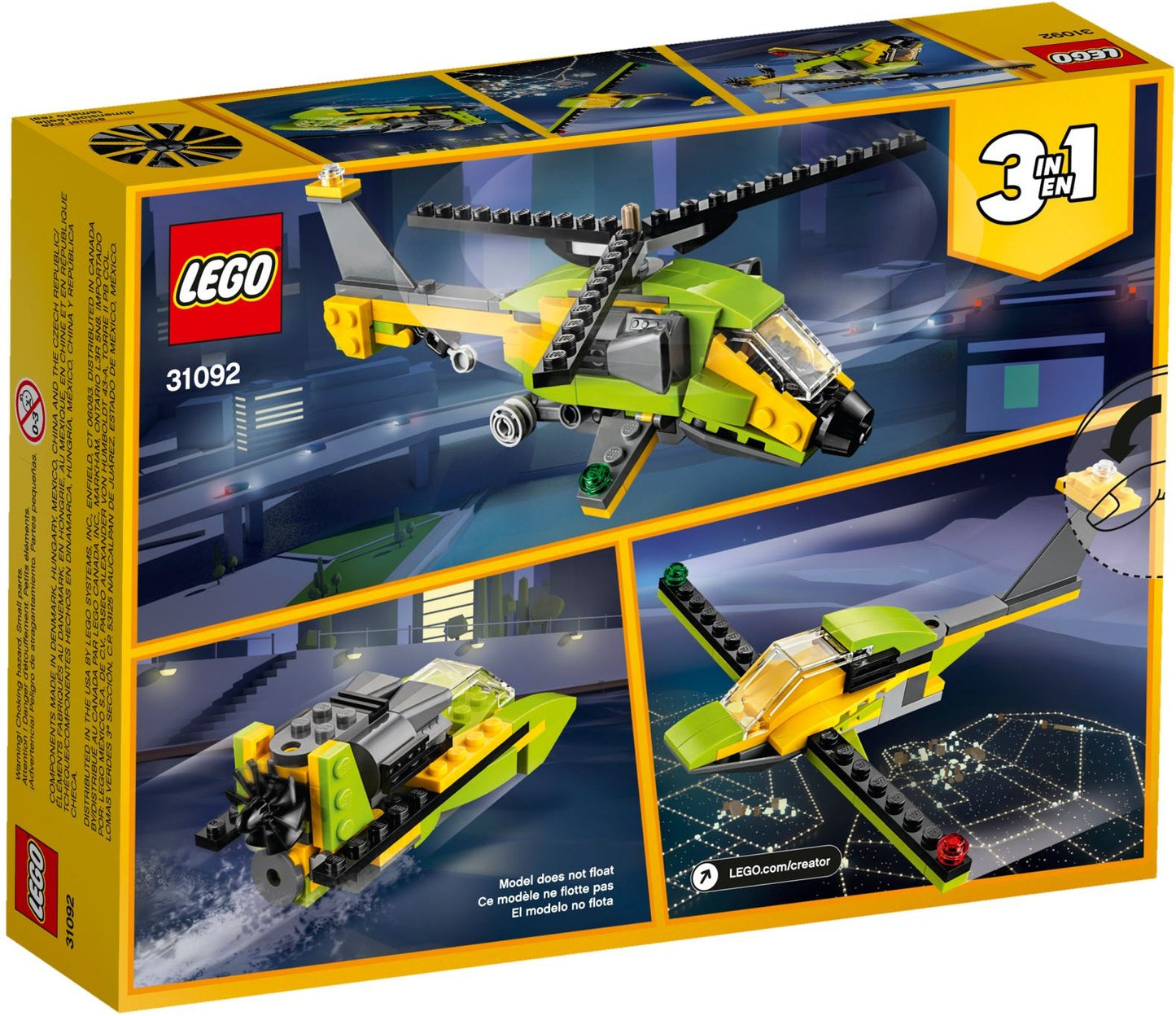 LEGO 31092 Creator 3in1 Helicopter, Boat & Glider Plane