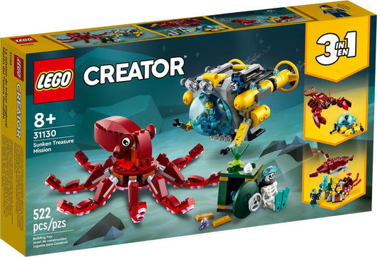 LEGO 31130 Sunken Treasure Mission: Submarine, Octopus & More! - Auzzistore