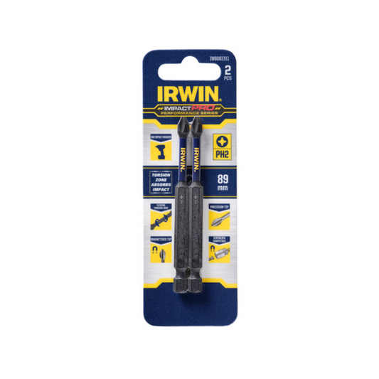 Irwin Impact Bits - 89mm PH2 - Magnetised - High Strength - 2 Pack - Auzzistore