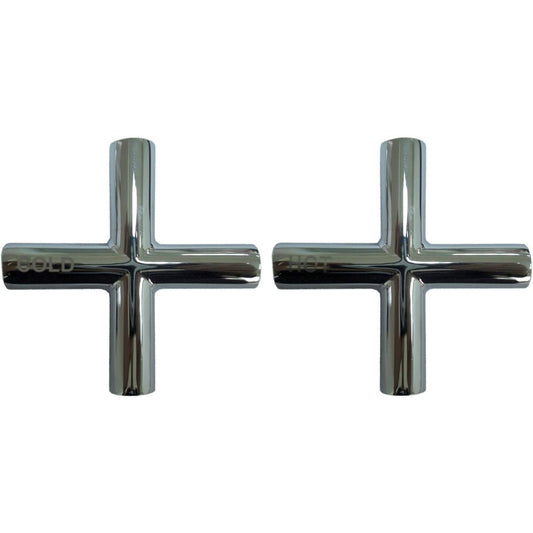 Shaw Mason Chrome Cross Style Tap Handles - Brass - 67mm - Elegant Design - Auzzistore