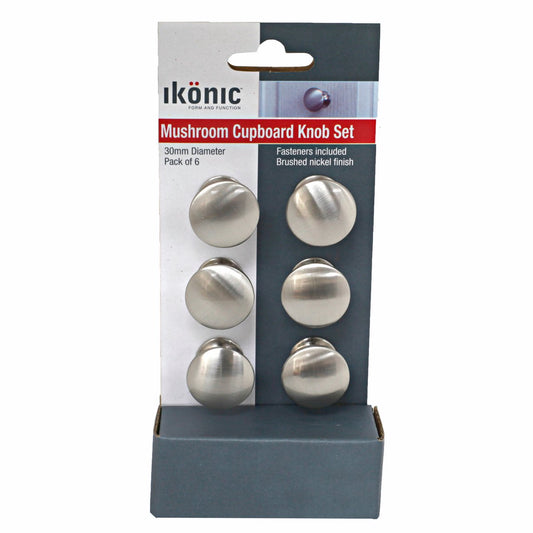 Ikonic Brushed Nickel Cupboard Knob Set - 6 Piece - Metal - Easy Install – view 2