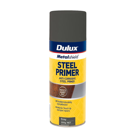 Dulux Metalshield Steel Primer Spray 300g Grey Anti-Corrosive Durable - Auzzistore